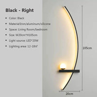 Modern LED Wall Lamp – Minimalist Art Design for Bedroom, Living Room, and Bathroom, Gold/Black thumbnail 9